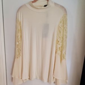 Winter white knit lace top XL NWT